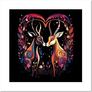 Antelope Couple Valentine Posters and Art